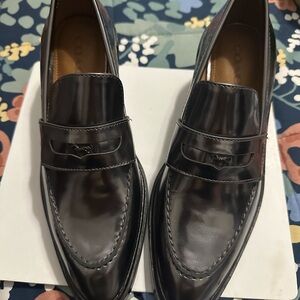 Coach Heath Mirror Metallic Women 7B Gunmetal Leather Shoes Q8720